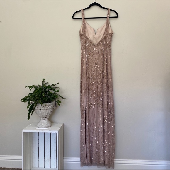 Brand new Aidan Mattox beaded V-NOTCH sleeveless long gown - Picture 11 of 17